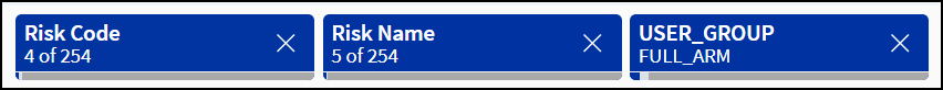 Boxes with the names of each applied filter with X on the right side of each