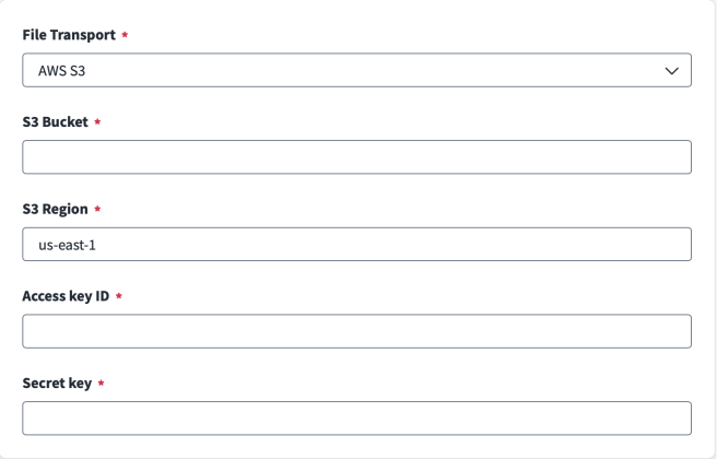 AWS S3 connection settings
