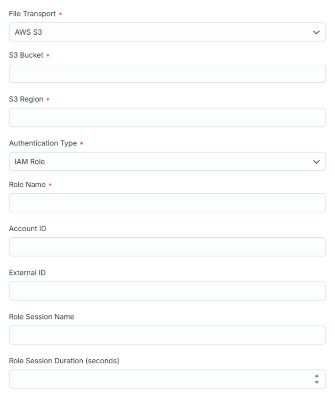 AWS S3 connection settings with IAM Role authentication