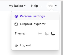 Buildkite profile menu with Personal settings