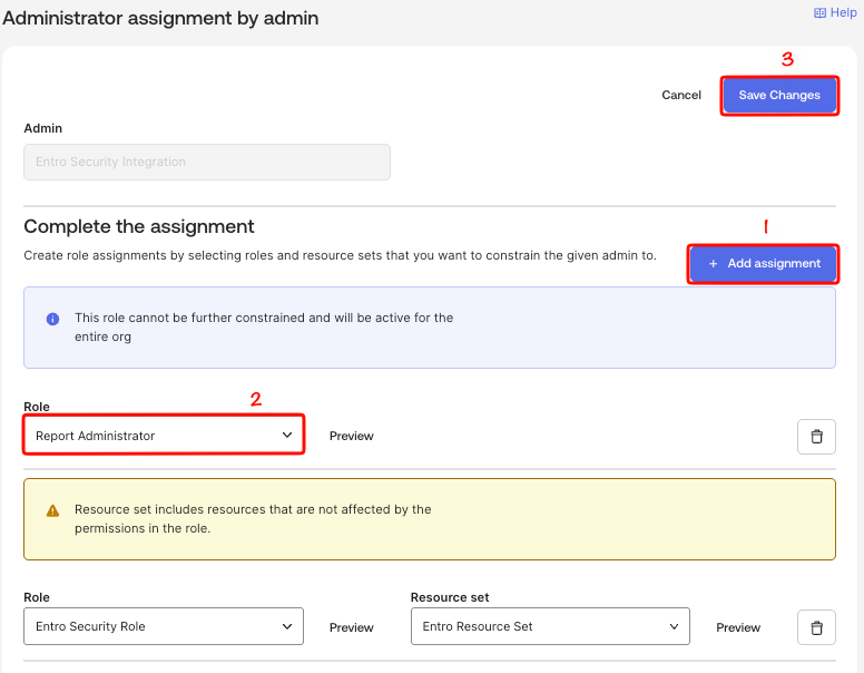 Report Administrator added to the assignment