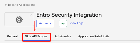 Okta API Scopes tab