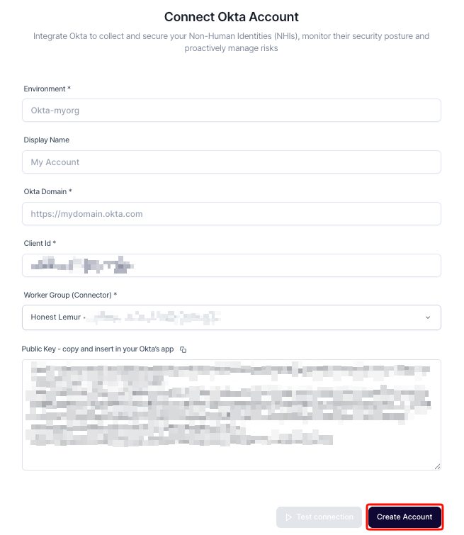Completed Okta onboarding form