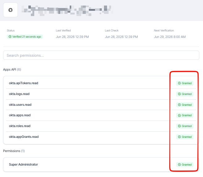 Verified Okta integration and NHI Inventory filter