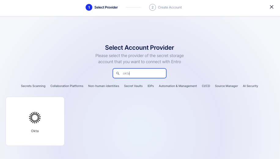 Okta onboarding form with the public key
