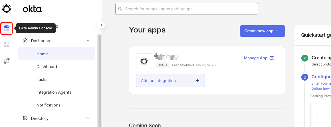 Okta Admin Console