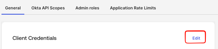 Edit under Client Credentials
