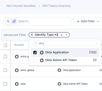 NHI Inventory filtered by Okta