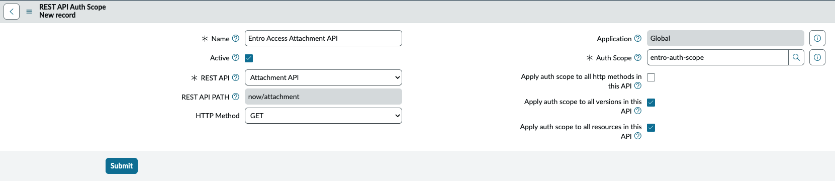 REST API auth scope for the Attachment API
