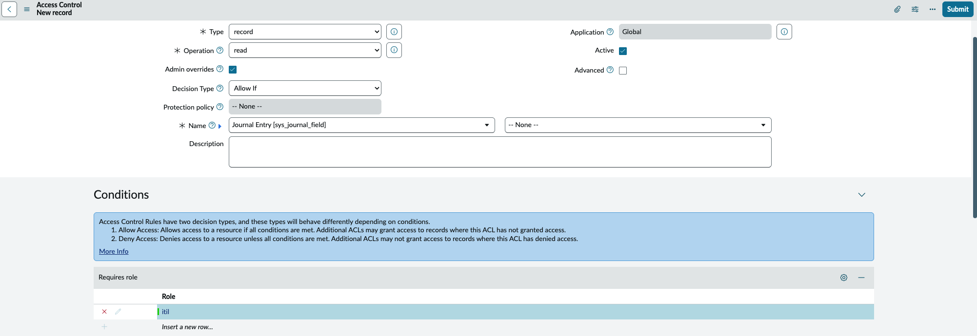 Access Control record for sys_journal_field read access