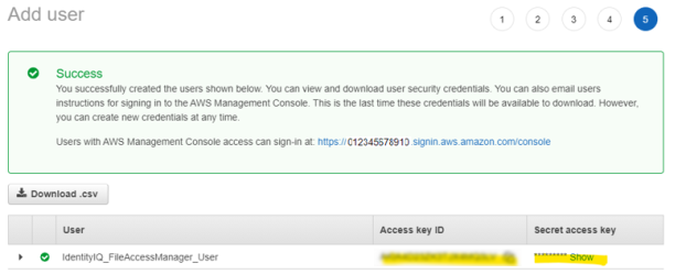 Generate and Save Access Key and Secret Key