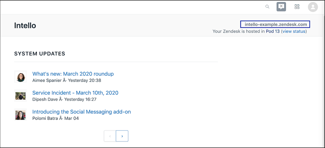 Example workspace name on the Zendesk Admin Overview page.